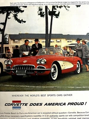 Chevrolet Corvette 1958 foto anuncio impreso GM 20x28 cm auto deportivo rojo convertible Nueva York Foto 1 de 3