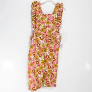 Wonder Nation Toddler Girls Elevated Romper Floral Overalls Pants Size 4T - Picture 1 of 6