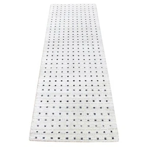 2'7"x8'1" Ivory Pure Silk with Wool Hand Knotted Modern Runner Rug R80154 - Picture 1 of 6