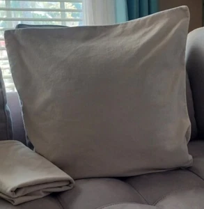 Ikea Beige Pillow Cover/shames Set 20"x20" 100% Cotton Hidden Zipper - Picture 1 of 5