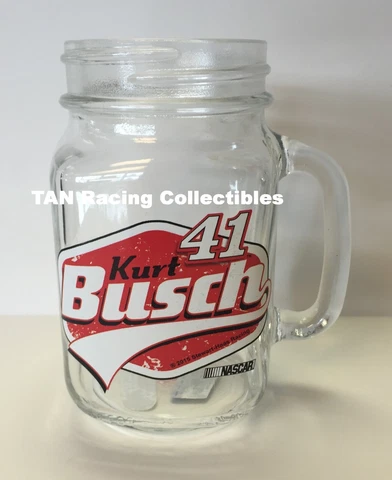 Kurt Busch Hunter Mfg 2015 #41 Mason Jar Glass Mug 16oz FREE SHIP!! Cover