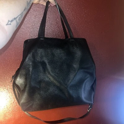 *Auténtico* Bandolera/Bolso de Hombro Gianni Chiarini Italiano Cuero Negro Guijarro Foto 1 de 4