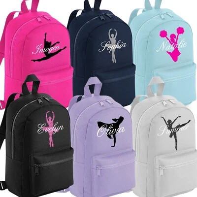 Personalised Dance Backpack Script Design Bag Girls School Gymnastics Ballet - Image 1 of 4