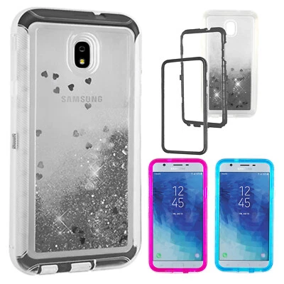MIGNOVA For Samsung Galaxy J7 2018 release Shockproof Bling Liquid Glitter Phone Case