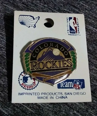 MLB COLORADO ROCKIES TEAM LOGO BASEBALL BATS IMPRINTED PRODUCTS PIN VINTAGE Cover