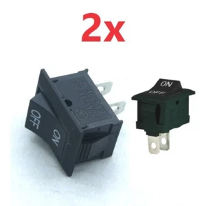 2x SPST ON/OFF Square Rocker Switch Mini Small 12V Automotive/Car/Boat/RV Black - Picture 1 of 3