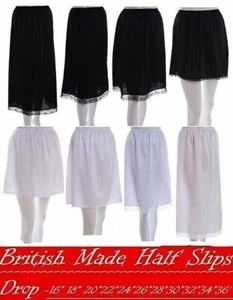 Ladies Black Ivory & white waist Half Slips underskirt petticoat Lengths 16"- 36 - Picture 1 of 2