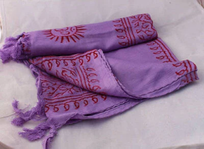 Bufandas de oración estampadas Om medianas con flecos - Bufandas de oración de algodón de alta calidad Foto 1 de 4