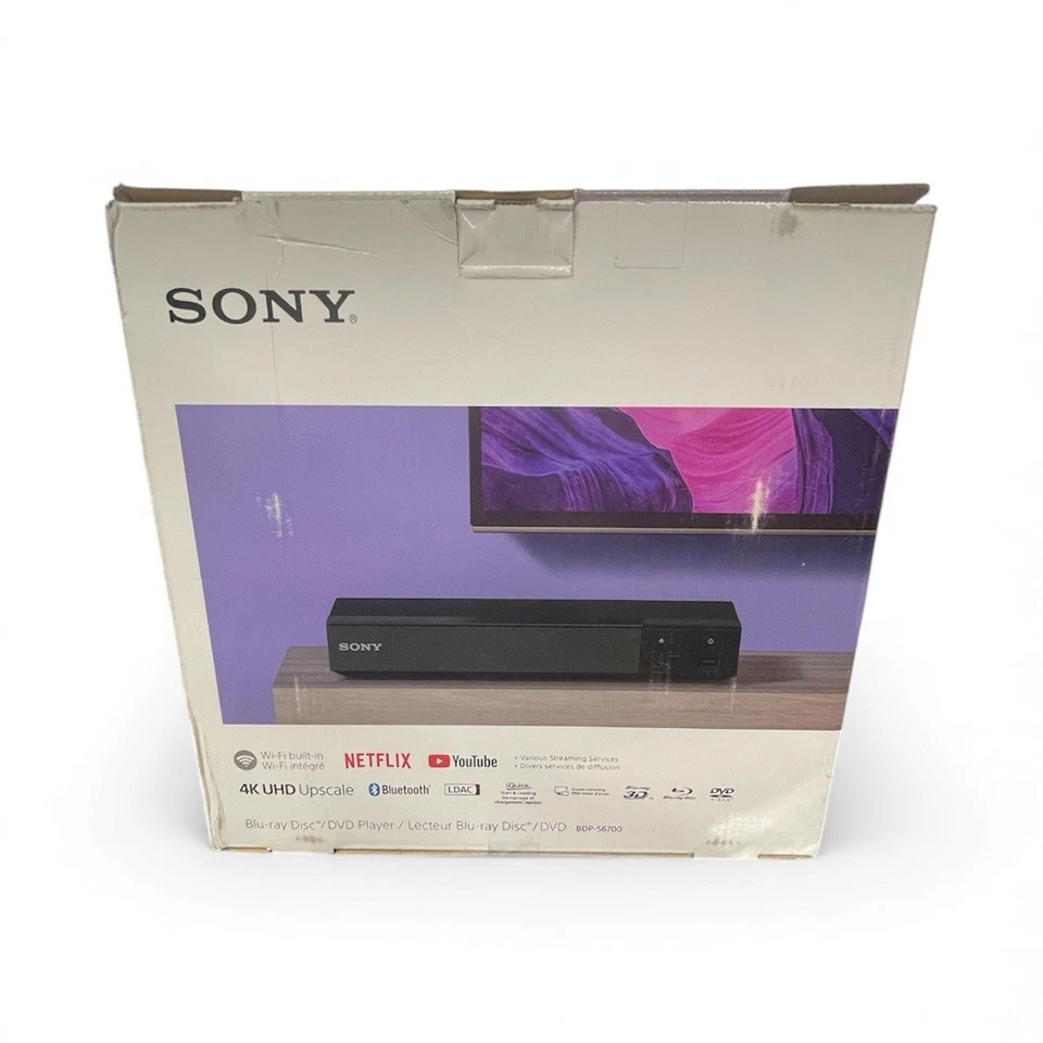 NIB Sony Blu Ray Disc/DVD Player 4K UHD Upscale Wi-Fi Built In BDP-S6700  - Image 1 of 1