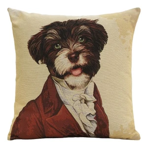 18x18 in General Yorkie Cushion Cover, Woven in Portugal, Tapestry Cushions New - Picture 1 of 7