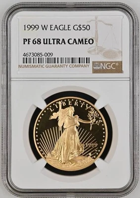 NobleSpirit GOLD 1999 W Eagle $50 NGC PF68 Ultra Cameo - Image 1 of 4