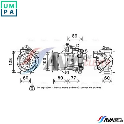 COMPRESSOR AIR CONDITIONING TOAK618 FOR TOYOTA YARIS/VITZ COROLLA AURIS/Van 1.0L - Image 1 of 4