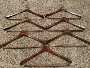 Lote De 7 Perchas Pierre Cardin Vintage Madera Marrón Oscuro - Imagen 1 de 8