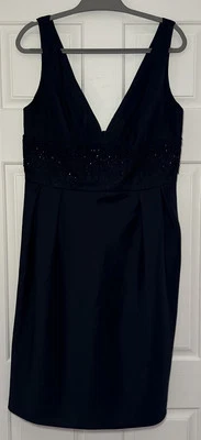 VESTIDO CARMEN MARC VALVO COLECCIÓN NEGRO CON CUENTAS BOLSILLOS DE FIESTA MEZCLA SEDA TALLA 14 Foto 1 de 4