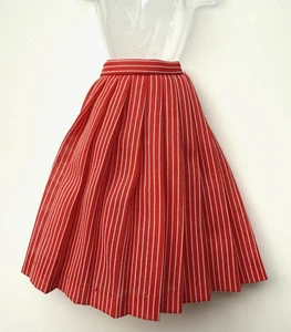 Vintage 1960s Barbie International Fair #1653 Red Striped Pleated Skirt, Nice! - Picture 1 of 4
