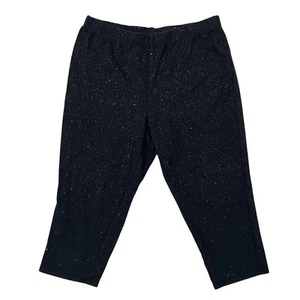 Faded Glory Girls L 10-12 Capri Leggings Black Soot Glitter Sparkle - Picture 1 of 3