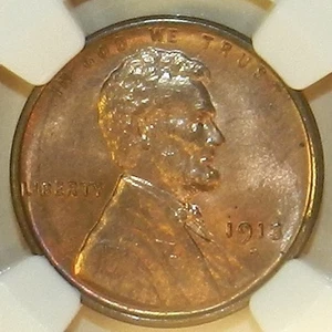 1913 S Lincoln Cent MS 64 RB NGC BU Unc Red Brown Wheat Penny NGC Registry [593] - Picture 1 of 4