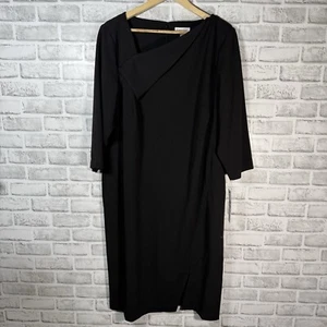 Vestido Vaina Calvin Klein Talla Grande Manga 3/4 Cuello Asimétrico Frontal Abertura Nuevo con Etiquetas - Imagen 1 de 12