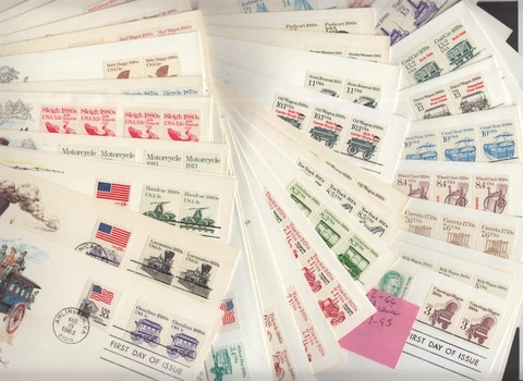 1981-1991 Transportation coils Sc 1897 / 2468 FDCs set of 55 Fleetwood cachets Cover