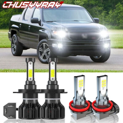 Комплект из 4 светодиодных противотуманных фар для Honda Ridgeline 2006-2014 годов выпуска белые 6000K - Изображение 1 из 4