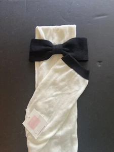 NWT Girls O/S Janie and Jack CLASSIC CHIC Cotton Ivory/Black BOW lined SCARF - Picture 1 of 5