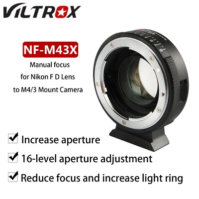 Viltrox NF-M43X 0.71x Lens Adapter for Nikon F to M4/3 Panasonic GH5 GH4 BMPCC4K - Image 1 of 4