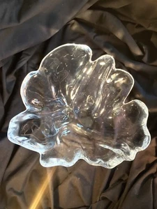 11.5" Royal Copenhagen Danish Modern Leaf Design Heavy Crystal Bowl - Picture 1 of 8
