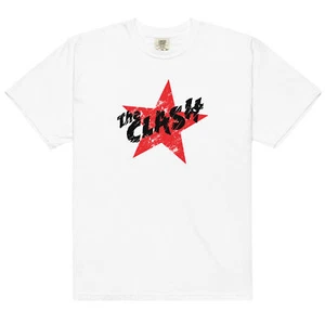 THE CLASH Garment-Dyed Heavyweight T-Shirt Punk Rock London Ska Red Star S-3XL - Picture 1 of 7