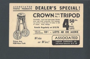 1946 NY Associated Photo Products Dealers Special On Tripods - Picture 1 of 1
