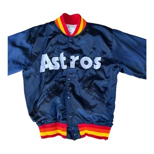 Vintage MLB Houston Astros Astrodome Baseball Felco Satin Bomber Wind Jacket - Picture 1 of 12