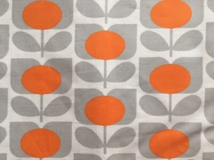 50cm x 135cm Wide Kiely Ditsy Cyclamen Orange Grey Lightweight Cotton Fabric New - Picture 1 of 4