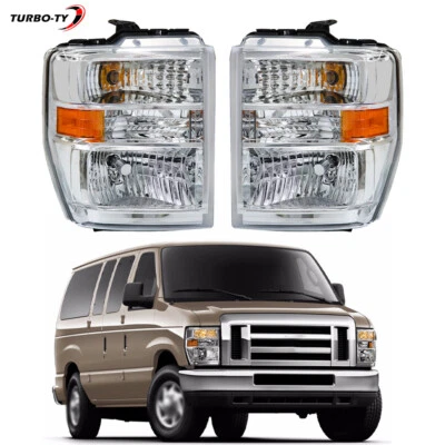 Par de faros halógenos de fábrica para Ford E150 E250 E350 E450 Superduty 2008-2014 Foto 1 de 4
