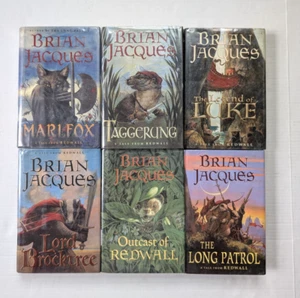 Brian Jaques Redwall Hardcover Book lot of 6 Former Library Marlfox Taggerung + - Picture 1 of 9
