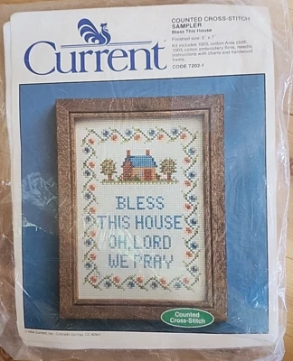 Current Counted Cross Stitch Bless This House Kit With Frame 7202-1 - Image 1 of 4
