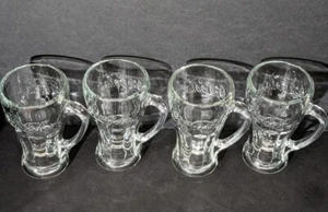Vintage Set of 4 Libbey COCA COLA Mugs With Handles Heavy 14oz Glass - Picture 1 of 5