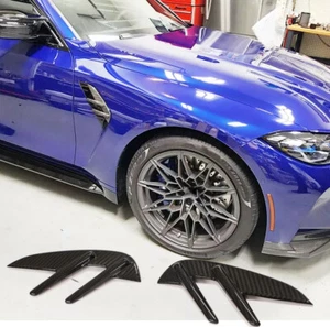 DRY CARBON FIBER Front Fender SIDE VENT COVER TRIM FINS For BMW G80 M3 2021-22 - Foto 1 di 14