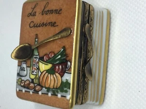 Limoges Peint Main Box COOKBOOK with Spoon, Champagne signed Gerard Ribierre - Picture 1 of 11