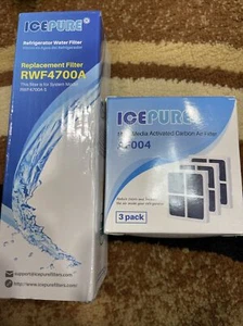 1 Golden Icepure RWF4700A Water Filters & 3ICP-AF004 Air Filters LG Kenmore - Picture 1 of 1