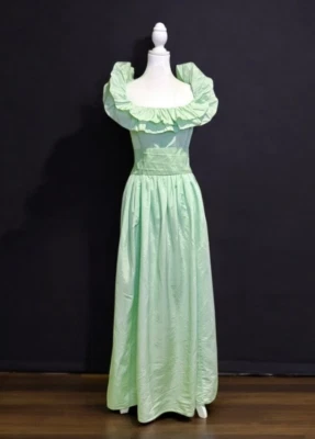 *FAB* Vintage Mint Green Taffeta Prairie Ruffle Romantic Party Prom Dress  17/18 - Image 1 of 4