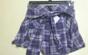 ONE STEP UP Girl's Juniors Skirt Plaid Sleeve-Ties M,L - Picture 1 of 3