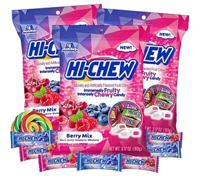 Hi-Chew Berry Mix-Black Cherry,Raspberry&Blueberry Flavors.,3.17oz Bag-(3 Packs) - Picture 1 of 7