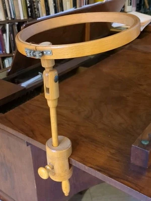 BEAUTIFUL VINTAGE WOOD EMBROIDERY HOOP WITH TABLE CLAMP - 12" - Image 1 of 4