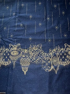 Vintage 1997 Daisy Kingdom Christmas Fabric ANGEL ORNAMENTS BORDER Navy blue - Picture 1 of 4