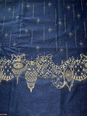 Vintage 1997 Daisy Kingdom Christmas Fabric ANGEL ORNAMENTS BORDER Navy blue - Image 1 of 4