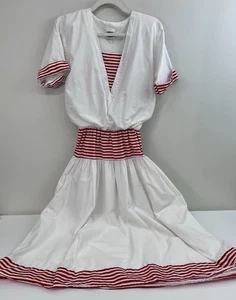 Vintage Miss Oops Red & White Retro Nautical Dress Fit & Flare - Picture 1 of 5