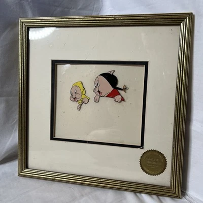 Vintage 1980s Reproduction of 1930s Petunia Pig & Baby Warner Animation Cell Cel - Image 1 of 4