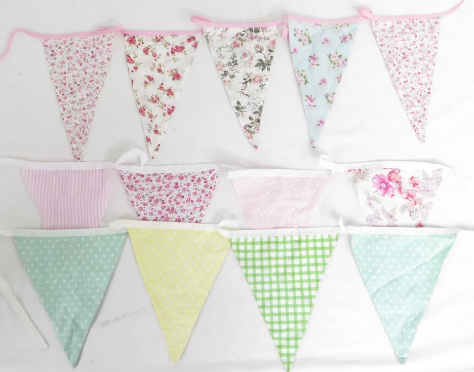 Paquete de tres hebras de banderín textil impreso: 1,31 m, 3,06 m y 11,83 m Foto 1 de 2