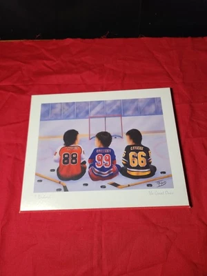 Arte de pared de Los Grandes en madera con adornos rojos Gretzky Lemieux Lindros Foto 1 de 4