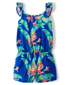 The Children’s Place Girls Tropical Flutter Romper, Style# 3053416, Sz XXL, Blue - Picture 1 of 8