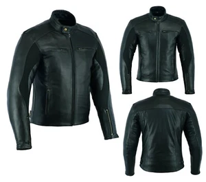 Men Motorcycle Leather Jacket Motorbike Sports Waterproof Rider Jacket Black New - Picture 1 of 5